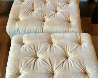 Lot 354: Pair of Tufted Upholstered Ottomans
