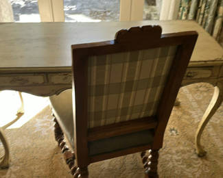 Lot 370: Distressed Wood Writing Desk and Upholstered Chair