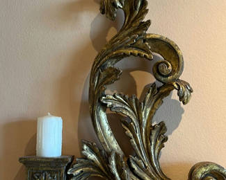 Lot 320: Pair of Ornate Scroll Candle Holders