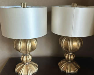 Lot 352: Pair of Table Lamps with White Drum Shades