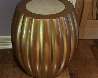 Lot 365: Metallic Ribbed Accent Stool or Side Table