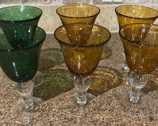 Lot 314: Set of Six Colored Stemmed Glass Goblets