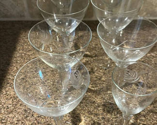 Lot 317: Set of Etched Stemmed Glassware