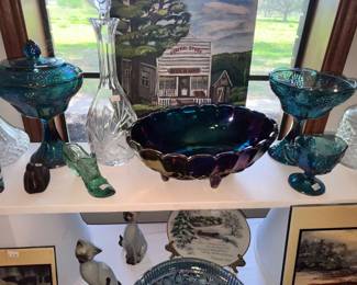 IRIDESCENT BLUE CARNIVAL GLASS