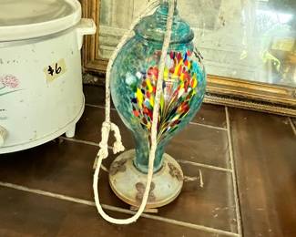 HAND BLOWN GLASS HUMMINGBIRD FEEDER