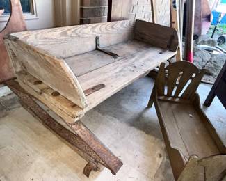 ANTIQUE WAGON SEAT w/ SPRING BASE