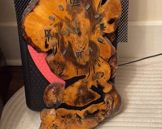 MCM Burl Wood Slab Clock
