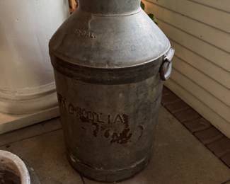 Antique Farmhouse 10-Gal Milk Can Embossed "Magnolia" 