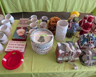 Christmas decorations and dishes