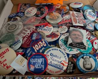 A few of the campaign buttons