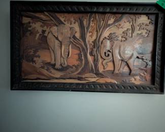 Carved wooden picture