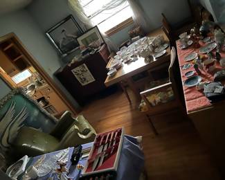 Dressers, dining table, China.