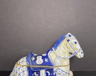 Dechang Ceramics Blue and White Horse Lidded Box