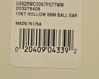 10kt Gold 8mm Hollow Ball Stud Earrings