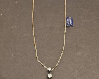 Sterling Silver Cubic Zirconia Three-Stone Pendant Necklace
