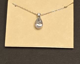 Schatz Sterling Silver Cubic Zirconia Teardrop Necklace