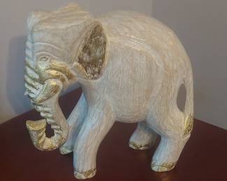 Decorative Carved Wooden Elephant Figurine