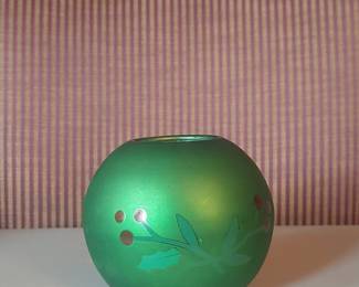 Nantucket Home Frosted Green Glass Votive Holder