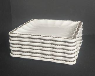 Roscher & Co. Hobnail Collection Square Plates - White Bronze