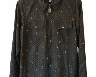 Michael Kors Chain-Print Zip-Front Shirt Jacket