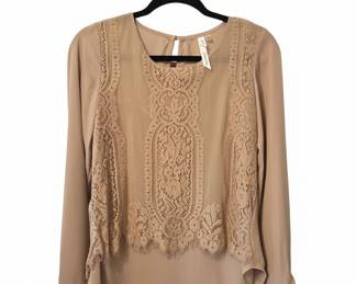 NY Collection Women's Lace Overlay Blouse