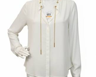 Michael Kors Chain-Neck Silk Blouse