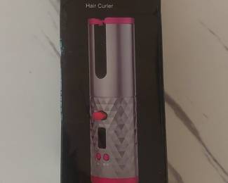 Cordless Automatic Hair Curler with Rose Gold Finish and Diamond Pattern