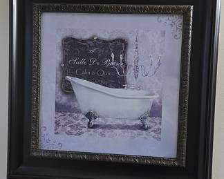Salle De Bain "Calm & Quiet" Bathtub and Chandelier Framed Wall Art
