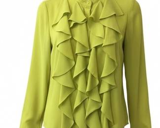 Luxe Moda Lime Green Ruffled Blouse