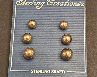 Sterling Creations Sterling Silver Ball Stud Earring Set