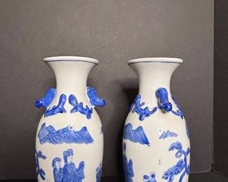 Pair of Chinese Blue and White Porcelain Vases