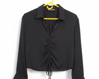 DKNY Jeans Black Ruched Front Blouse
