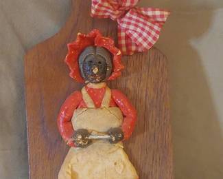 Vintage Black Americana Mammy Wall Plaque with Bread Board