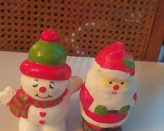 Vintage Christmas Figural Candles - Santa and Snowman