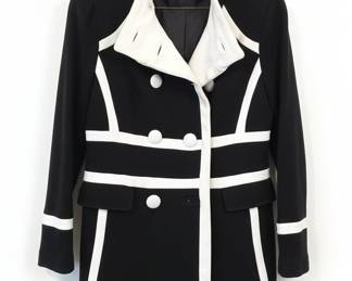 INC International Concepts Black and White Color-Blocked Military-Style Coat