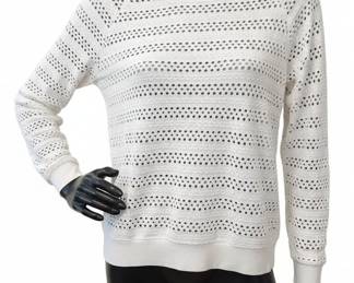 White Eyelet Knit Sweater