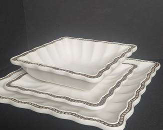 Roscher & Co. Hobnail Collection White Platinum Square Serving Dishes
