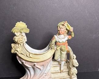 Antique German Bisque Porcelain Figural Planter, Mold 8833