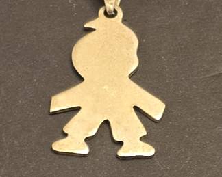 Mexican Sterling Silver Boy Silhouette Pendant