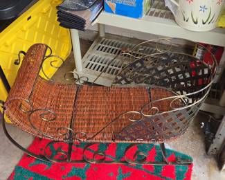 Vintage Wicker and Metal Christmas Sleigh