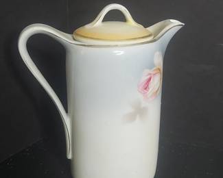 P.H.V. Vessro Hand-Painted Porcelain Coffee Pot with Roses