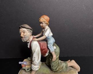 Ardco Fine Quality Figurine - Man Giving Child a Piggyback Ride