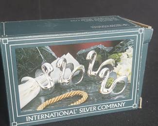 International Silver Company Silverplated Swan Napkin Rings Set of 4