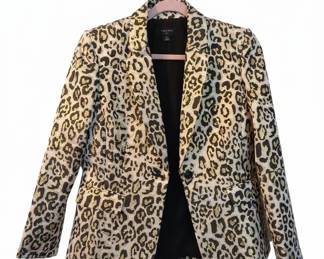 Tahari ASL Metallic Leopard Print Blazer
