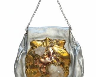 Vintage Brutalist Carvalhu's Rio Copa Collection Leather Amethyst Bag