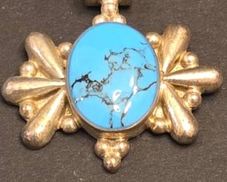 Mexican Sterling Silver and Turquoise Pendant