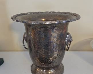 Silver-Plated Wine Cooler with Lion Head Handles by Viners of Sheffield