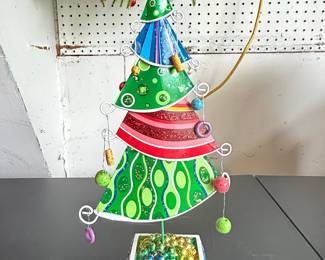 Whimsical Metal Christmas Tree Tabletop Decor