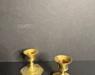Vintage Hexagonal Brass Candlestick Pair - Made in India