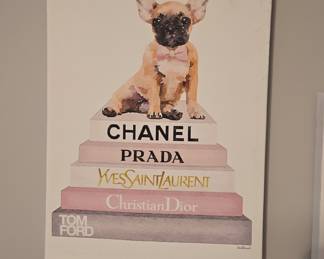 Stupell Industries "French Bulldog on Fashion Books" by Amanda Greenwood Canvas Wall Art